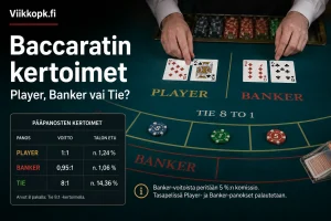 Baccaratin kertoimet ja sivupanokset – Player, Banker vai Tie?